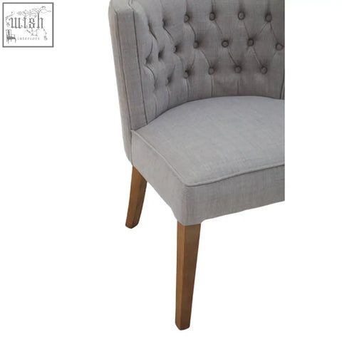 Gray tufted parkside grey fabric curved dining chair with wooden legs for stylish fabric curved dining room seating