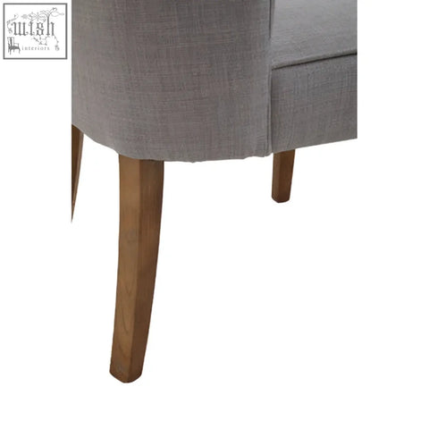 Parkside grey fabric curved dining chair with grey upholstered fabric and wooden legs perfect for dining areas