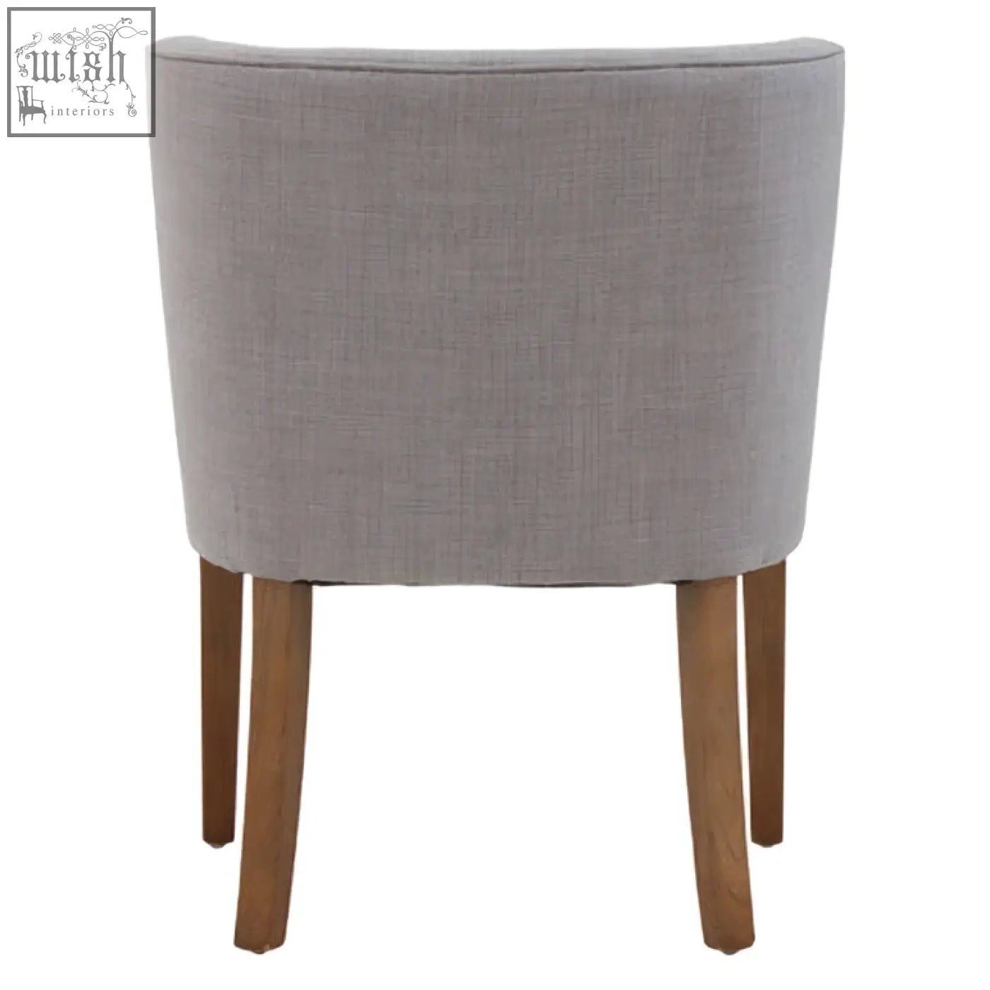Parkside grey fabric curved dining chair with grey fabric upholstery and wooden legs perfect for dining room use