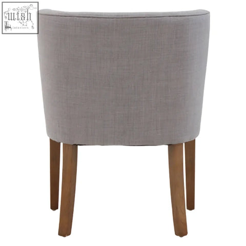 Parkside grey fabric curved dining chair with grey fabric upholstery and wooden legs perfect for dining room use
