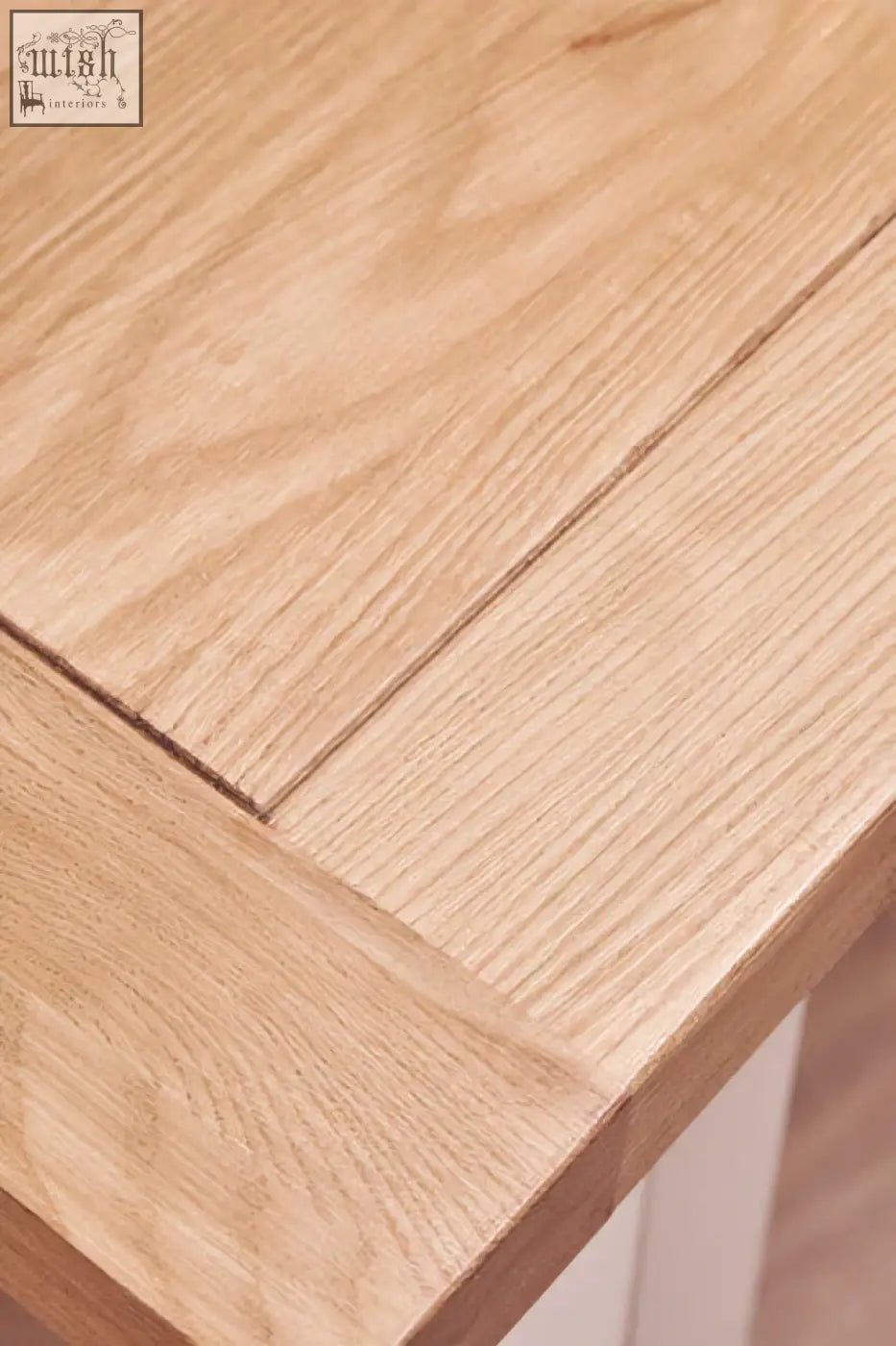 Parkside natural oak dining table with light oak wood top and visible grain for a clean oak dining table look