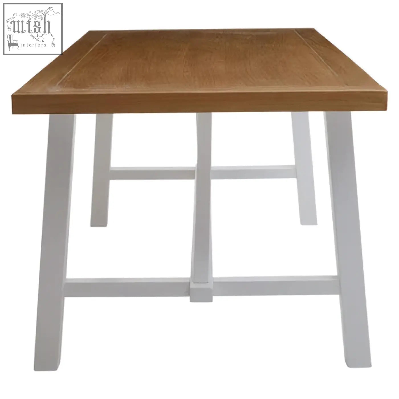 Parkside natural oak dining table with square wooden top and white metal legs for stylish natural oak dining