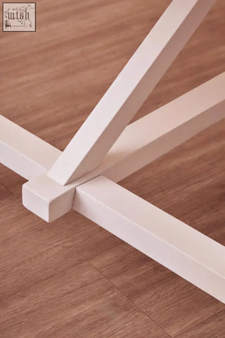 White painted wooden table leg with square cross-section from parkside natural oak dining table with clean design