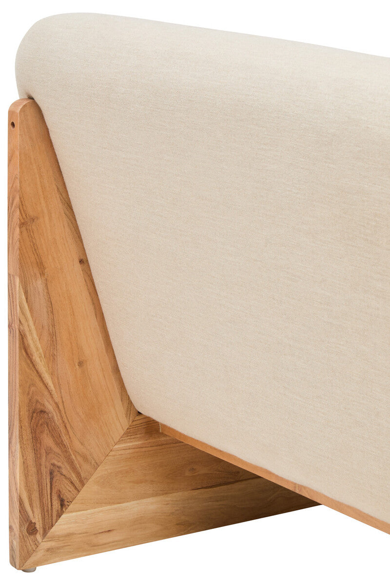 Parova Cream Linen Textured 2 Seater Armless Sofa With Wood Base