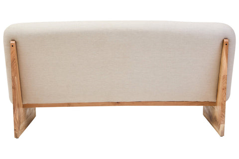 Parova Cream Linen Textured 2 Seater Armless Sofa With Wood Base