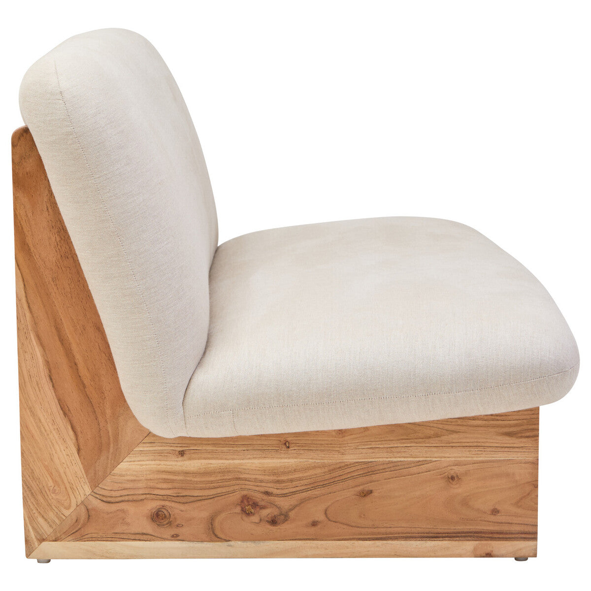 Parova Cream Linen Textured 2 Seater Armless Sofa With Wood Base