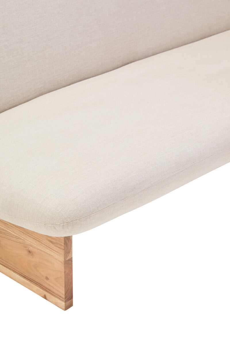Parova Cream Linen Textured 2 Seater Armless Sofa With Wood Base