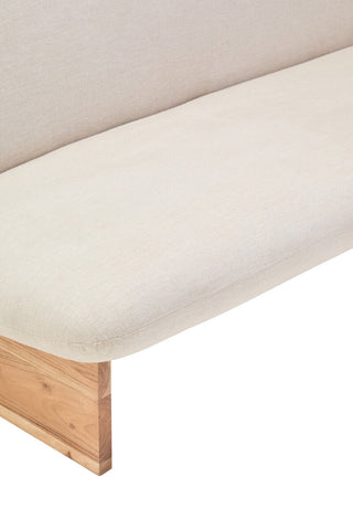 Parova Cream Linen Textured 2 Seater Armless Sofa With Wood Base