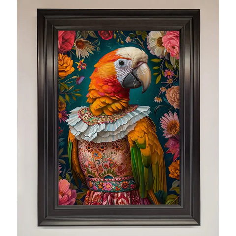 Parrot Renaissance Stare Framed Wall Art - A1 (59.4 x 84.1 cm) / Matt Black - Framed Print