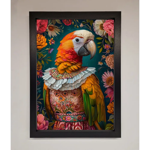 Parrot Renaissance Stare Framed Wall Art - A3 (29.7 x 42 cm) / Black - Framed Print