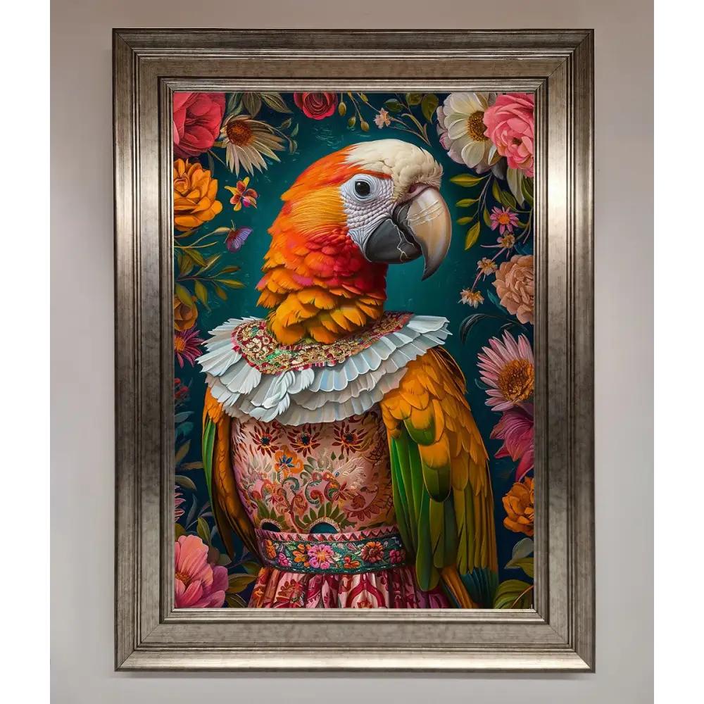 Parrot Renaissance Stare Framed Wall Art - A3 (29.7 x 42 cm) / Silver - Framed Print
