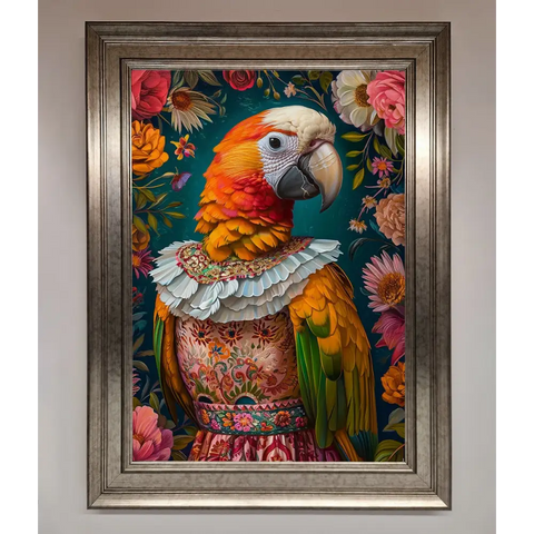 Parrot Renaissance Stare Framed Wall Art - A3 (29.7 x 42 cm) / Silver - Framed Print
