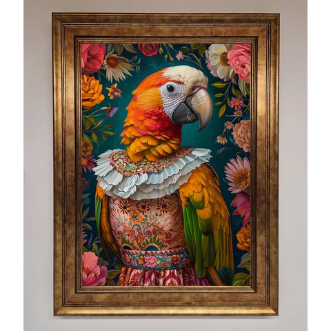 Parrot Renaissance Stare Framed Wall Art - B0 (100 x 141 cm) / Bronze - Framed Print