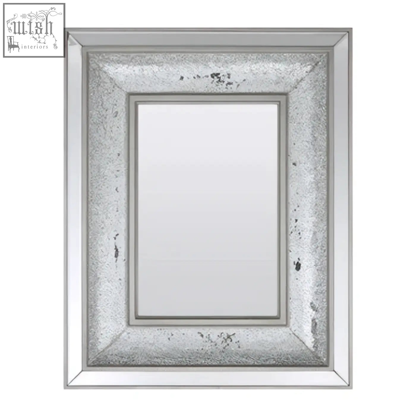 Silver-framed rectangular wallis wall mirror with distressed textured finish perfect for stylish wall decor