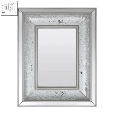 Silver-framed rectangular wallis wall mirror with distressed textured finish perfect for stylish wall decor