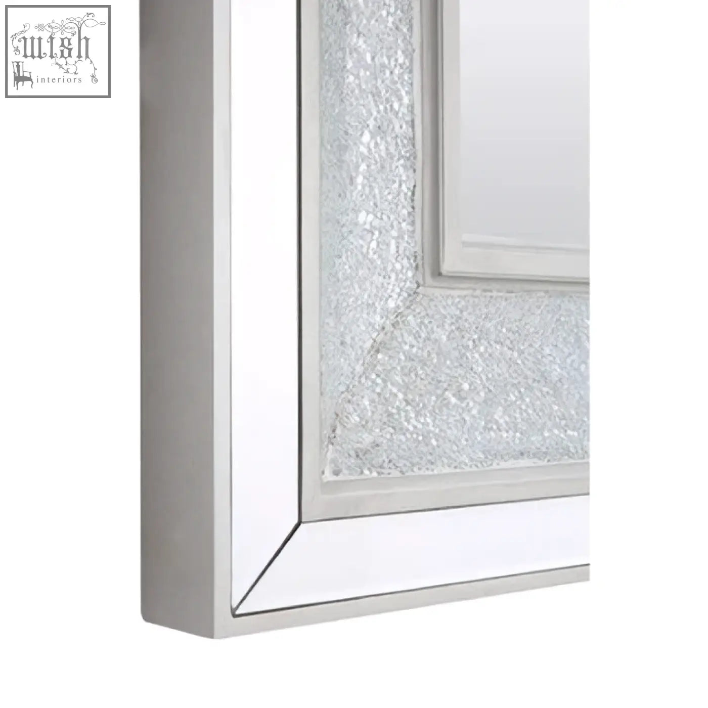 Silver framed wallis wall mirror with textured glittery glass panel perfect for stylish wall decor