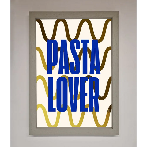 Pasta Lover Foil Print - A3 (29.7 x 42 cm) / Grey - Framed Print