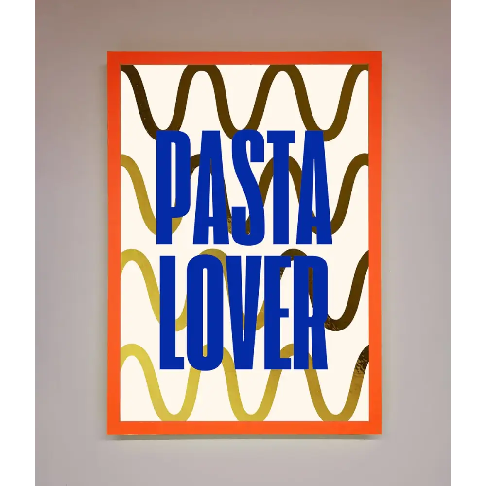 Pasta Lover Foil Print - A3 (29.7 x 42 cm) / Neon Orange - Framed Print