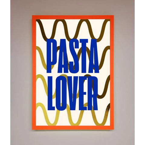 Pasta Lover Foil Print - A3 (29.7 x 42 cm) / Neon Orange - Framed Print