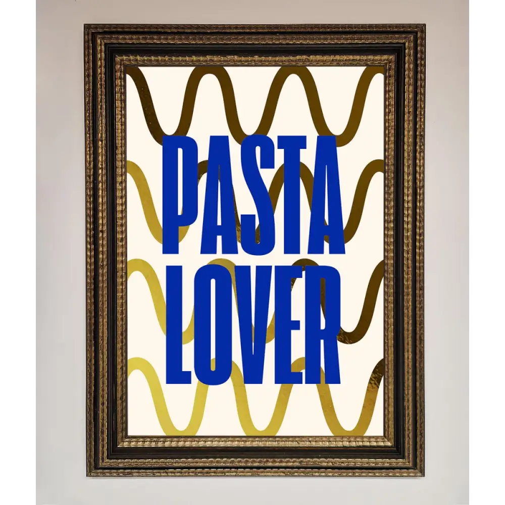 Pasta Lover Foil Print - A3 (29.7 x 42 cm) / Ornate Gold Black - Framed Print