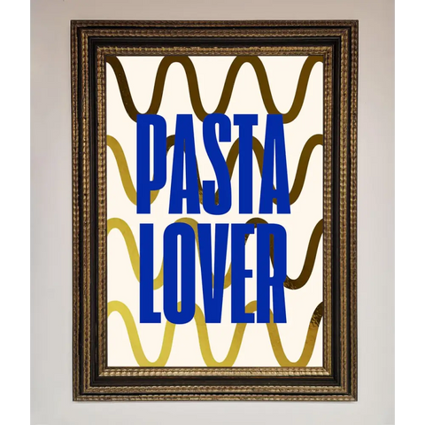 Pasta Lover Foil Print - A3 (29.7 x 42 cm) / Ornate Gold Black - Framed Print