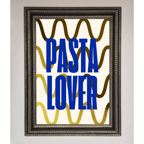 Pasta Lover Foil Print - A3 (29.7 x 42 cm) / Ornate Silver Black - Framed Print