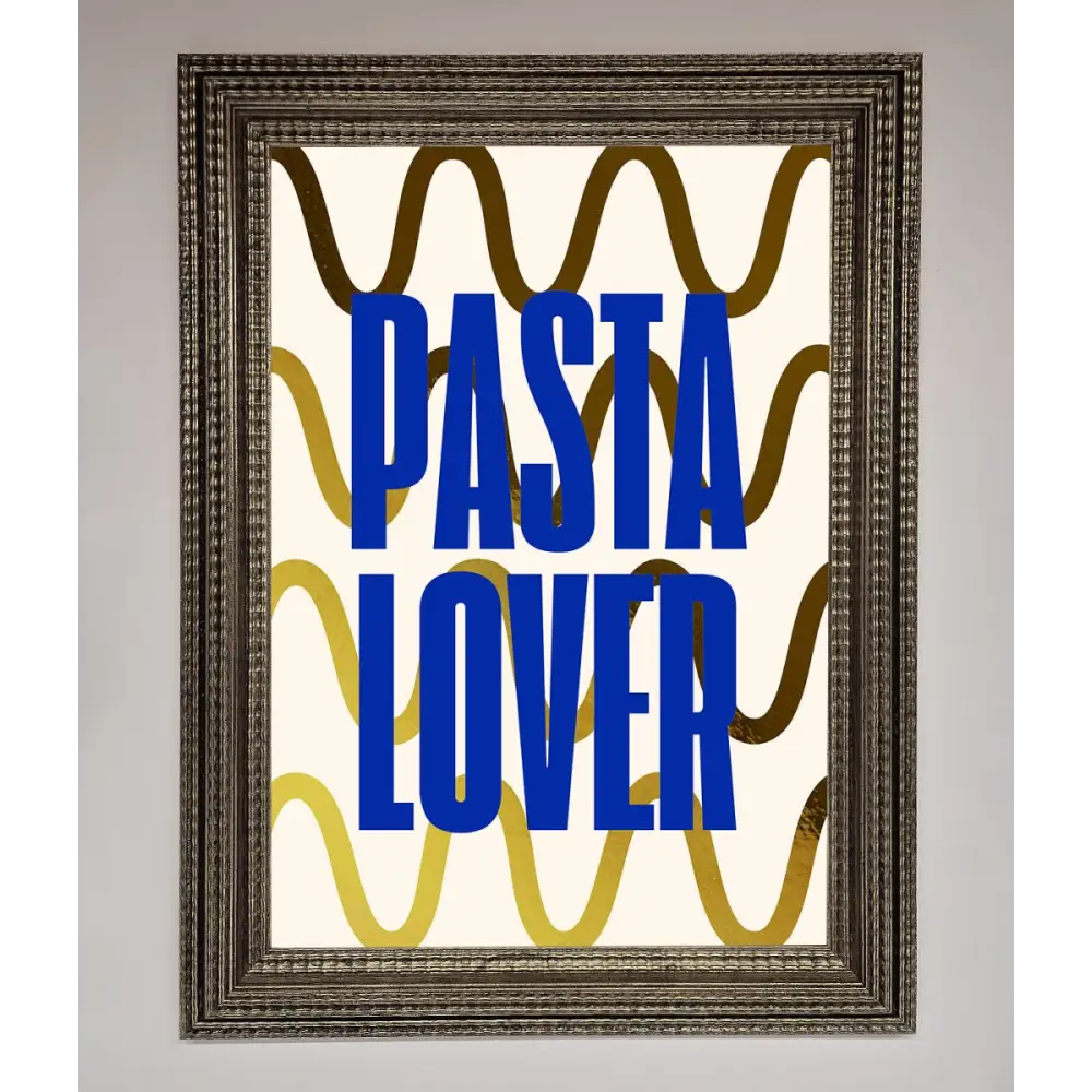 Pasta Lover Foil Print - A3 (29.7 x 42 cm) / Ornate Silver - Framed Print