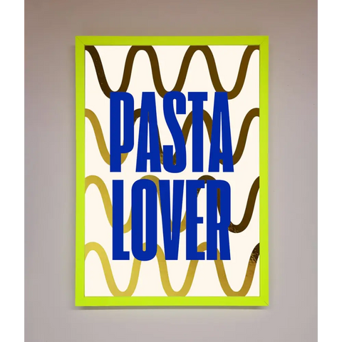 Pasta Lover Foil Print - B0 (100 x 141 cm) / Neon Green - Framed Print
