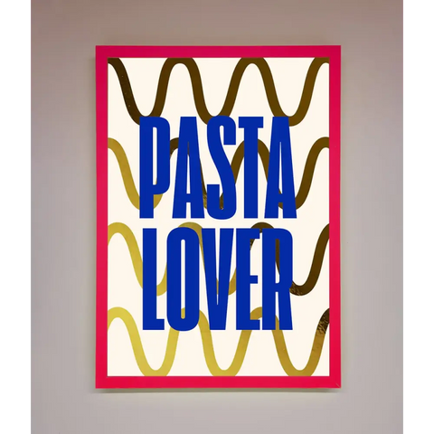 Pasta Lover Foil Print - B0 (100 x 141 cm) / Neon Pink - Framed Print