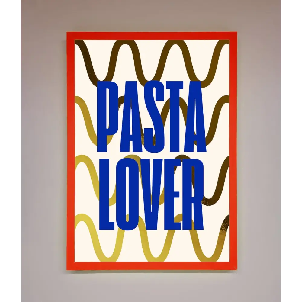 Pasta Lover Foil Print - B0 (100 x 141 cm) / Neon Red - Framed Print