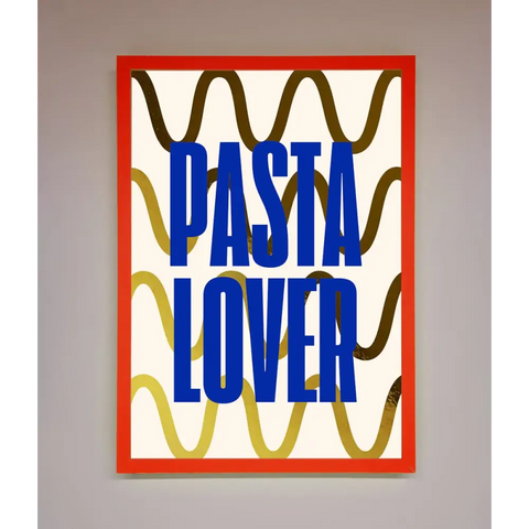 Pasta Lover Foil Print - B0 (100 x 141 cm) / Neon Red - Framed Print