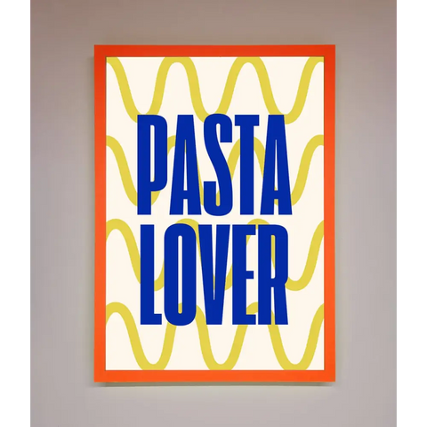 Pasta Lover Framed Wall Art - A3 (29.7 x 42 cm) / Neon Orange - Framed Print