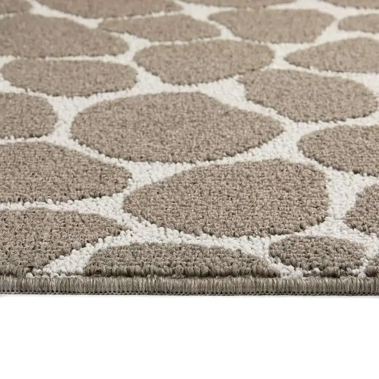 Patterned Washable Mat and Runner in Cream & Brown - Rugs