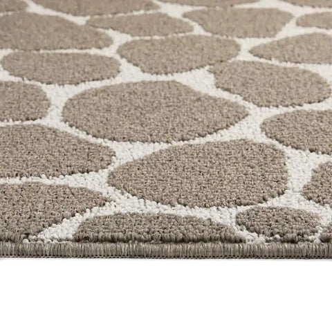 Patterned Washable Mat and Runner in Cream & Brown - Rugs