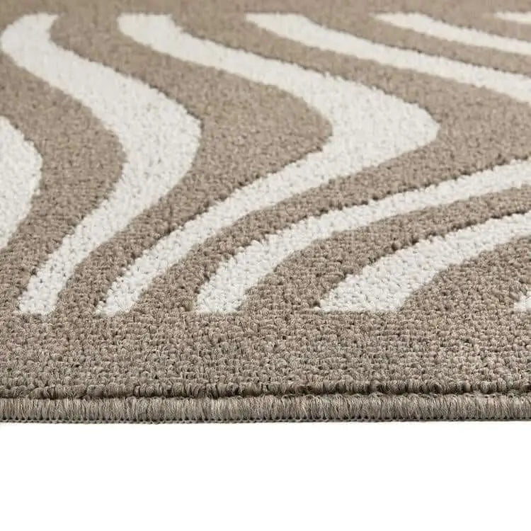 Patterned Washable Mat and Runner in Cream & Brown - Rugs