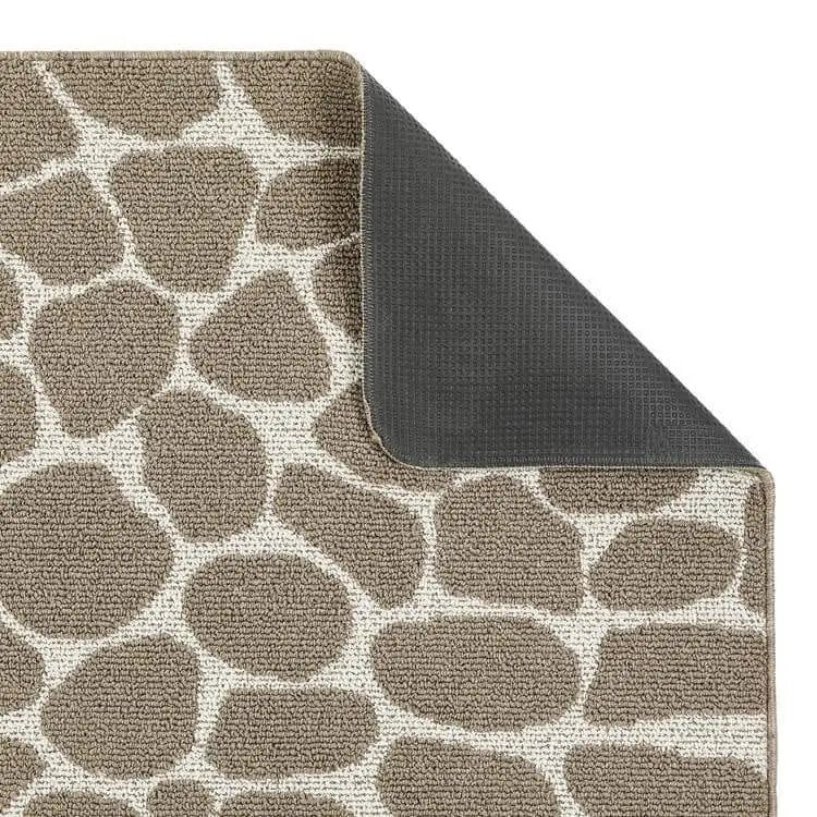 Patterned Washable Mat and Runner in Cream & Brown - Rugs