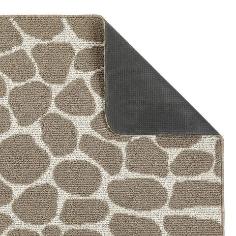 Patterned Washable Mat and Runner in Cream & Brown - Rugs