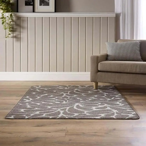 Patterned Washable Mat and Runner in Cream & Brown - Rugs