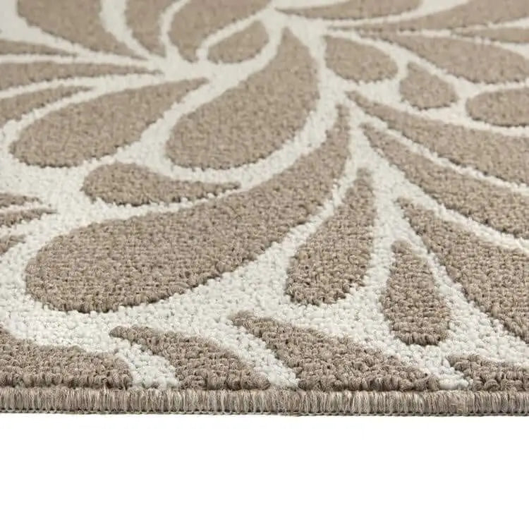 Patterned Washable Mat and Runner in Cream & Brown - Rugs