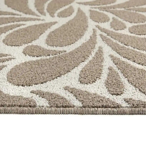 Patterned Washable Mat and Runner in Cream & Brown - Rugs