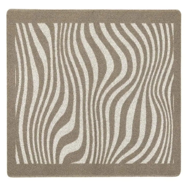Patterned Washable Mat and Runner in Cream & Brown - Waves / 100X150 cm - Rugs