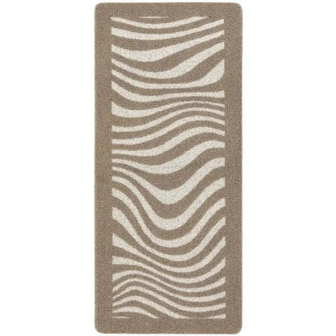 Patterned Washable Mat and Runner in Cream & Brown - Waves / 67X150 cm - Rugs