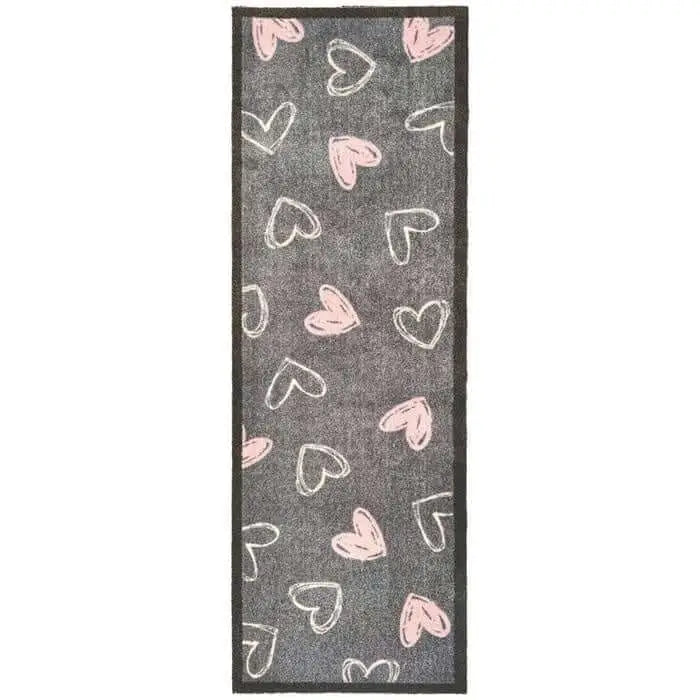 Patterned Washable Mat and Runner - My Welcome Hearts / 50X150 cm - Doormat
