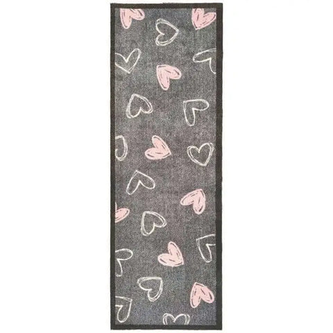Patterned Washable Mat and Runner - My Welcome Hearts / 50X150 cm - Doormat