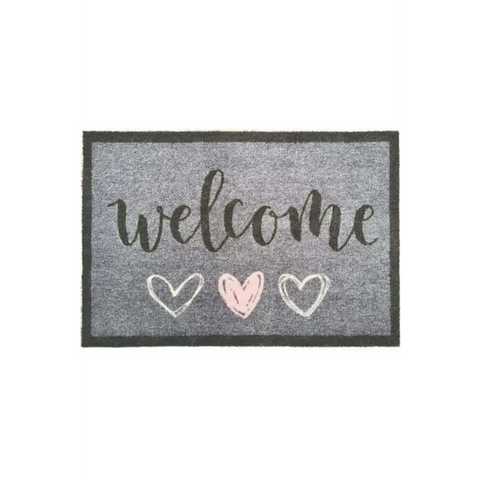 Patterned Washable Mat and Runner - My Welcome Hearts / 50X75 cm - Doormat