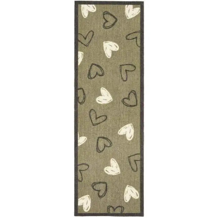 Patterned Washable Mat and Runner - Sage Welcome Hearts / 50X150 cm - Doormat