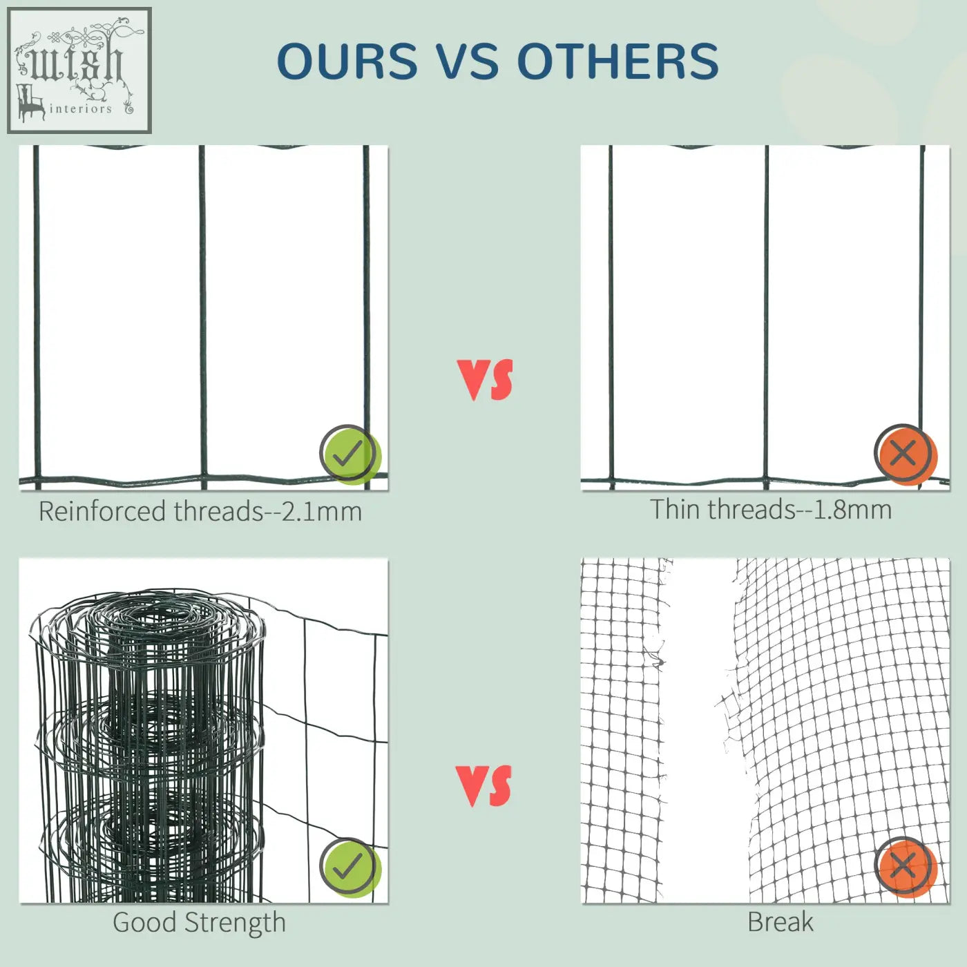 Black pawhut pvc coated wire mesh fencing with thicker durable threads for superior strength in garden use