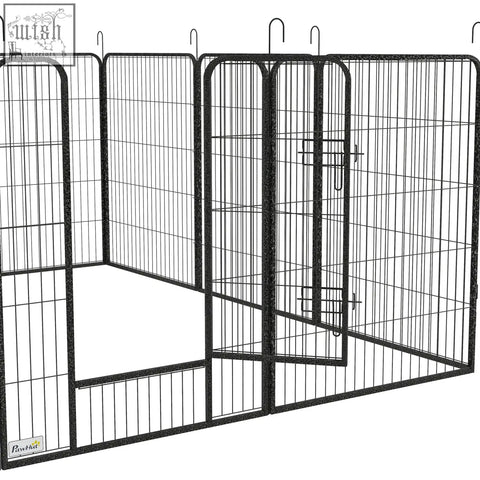 Pawhut heavy duty puppy playpen with 12 silver metal 36mm x 192mm interlocking panels and gate for indoor outdoor use