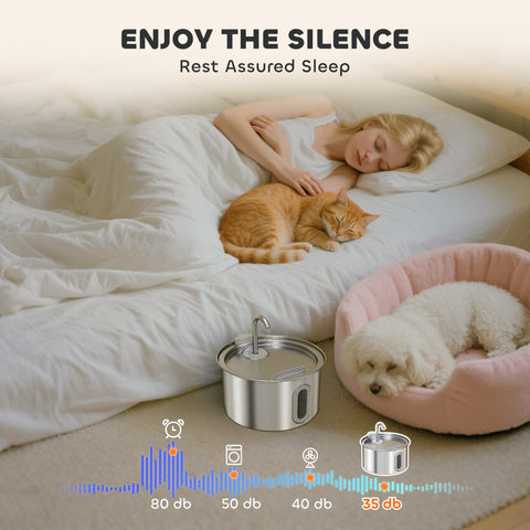 Silver pawhut stainless steel cat water fountain with sleek design small spout and water level window