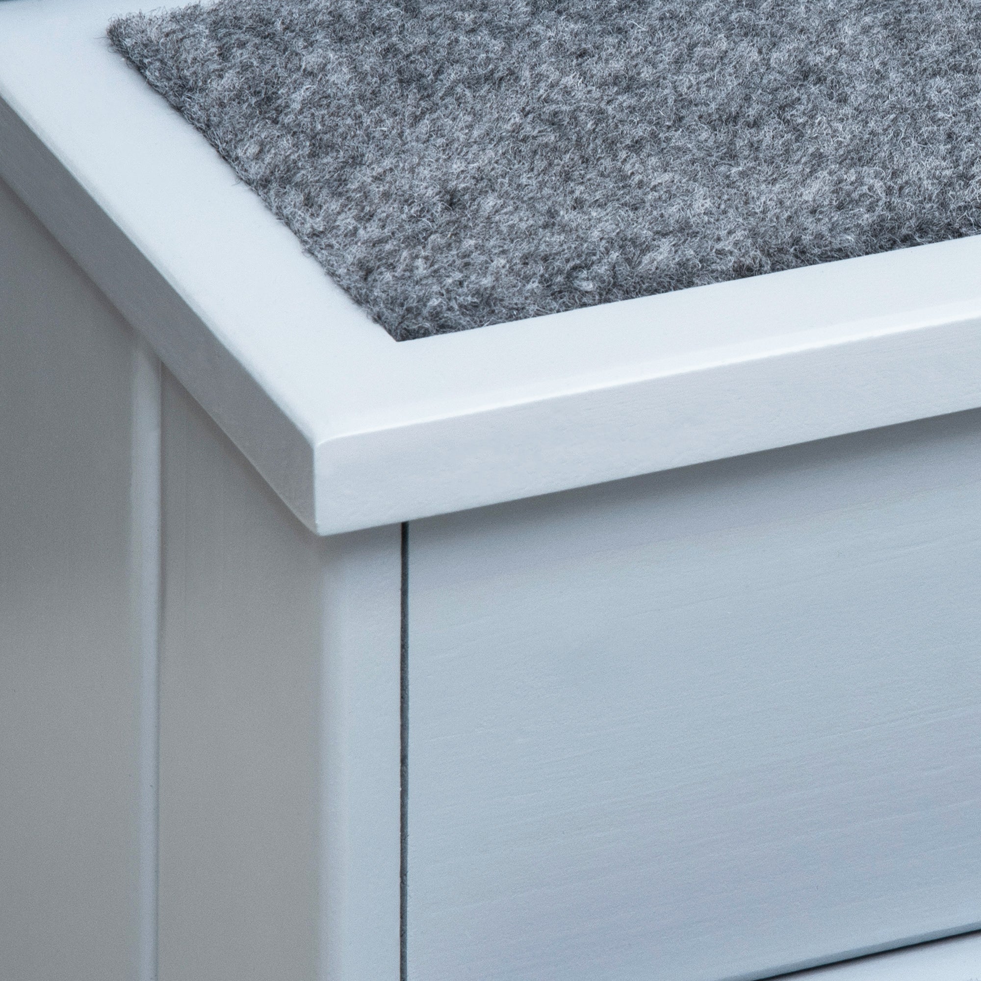 Gray felt mat on pawhut 3 step fir wood dog stairs with maximum load 30kg for easy access to higher places